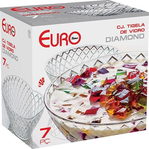 EURO HOME - Conjunto de Tigela de Vidro Diamond 7 Peças